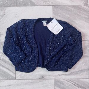 NWT Oscar De La Renta Navy Sequin Bolero Shrug